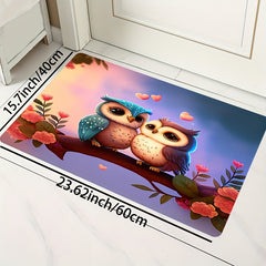 Cartoon Bird Print Rug Rose Pattern Carpet Machine Washable