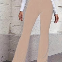  Women's Ribbed High Rise Flared Leg Trousers