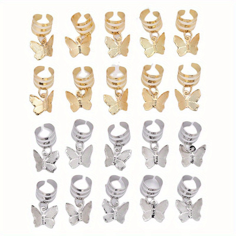 Butterfly Hair Braiding Cuffs Dreadlock Clips Pendants Braid Accessories