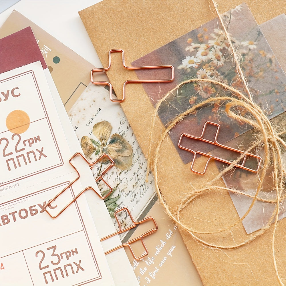 10pcs Cross Shaped Paper Clip Bookmark Binder Office Accessories