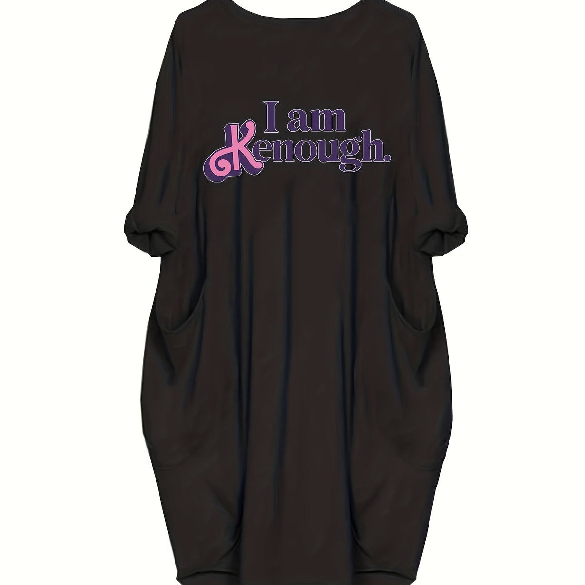  Casual Dress Women's Plus Letter Print Long Sleeve