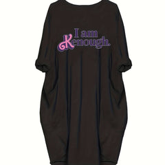  Casual Dress Women's Plus Letter Print Long Sleeve
