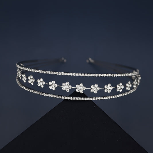 Rhinestone Flower Stretch Headband Adult Mini Hairband Party Hair Accessories