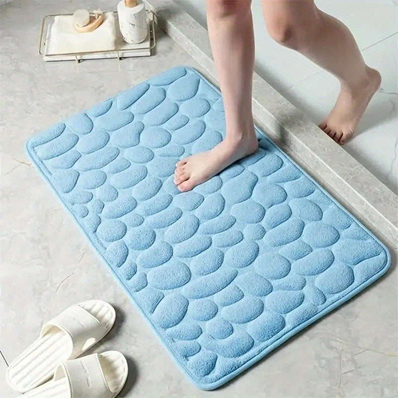 Memory Foam Bath Mat Cobblestone Water Absorbent Non Slip