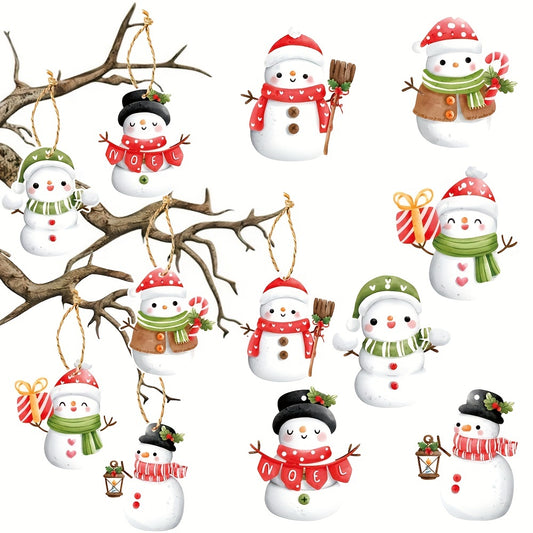 6pcs Snowman Christmas Tree Ornaments - Cute Winter Decor