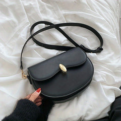 Vintage Saddle Bag Solid Buckle Flap Purse Faux Leather Crossbody