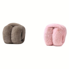 Women's Beige Winter Ear Muffs - Adjustable and Foldable, Soft and Warm