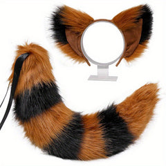 Plush Beast Ear Headdress Cosplay Fox Tail Set