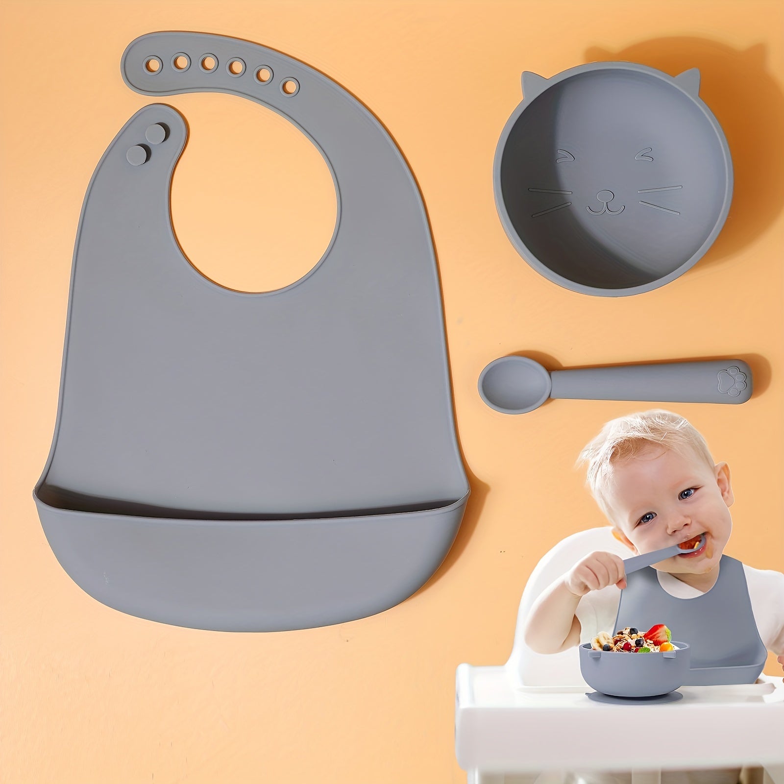 3-Piece Cat Series Feeding Utensils Set for Babies & Children