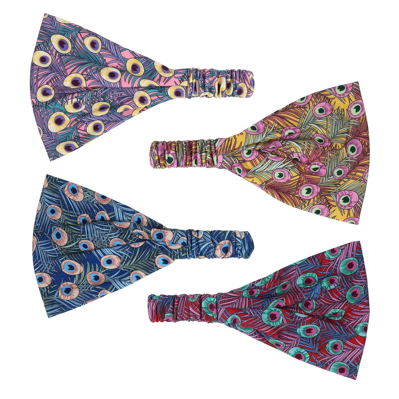 Peacock Feather Pattern Boho Stretch Headbands