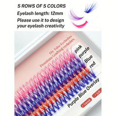 Colored Lashes Cluster 12mm False Eyelashes Individual DIY C Curling