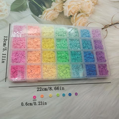 4200pcs 28-Grid 6mm Flat Round Clay Beads Jewelry Making DIY Girls Craft
