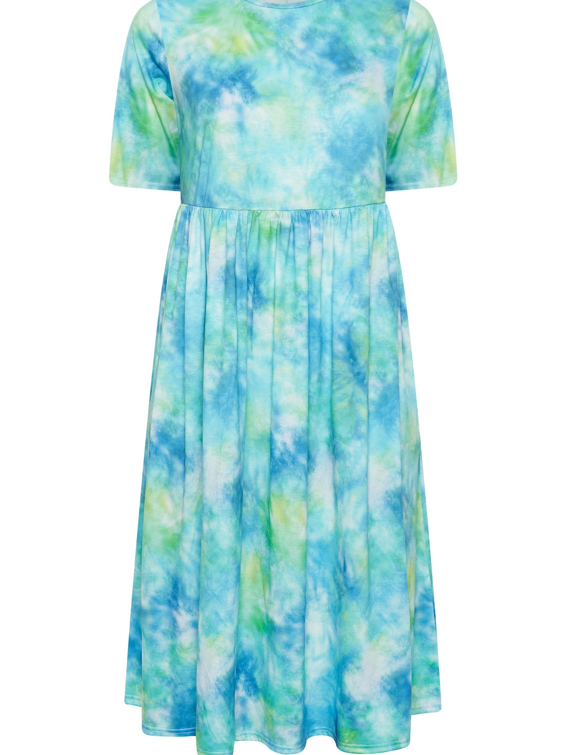  Tie Dye Short Sleeve Midi Dress