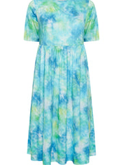  Tie Dye Short Sleeve Midi Dress