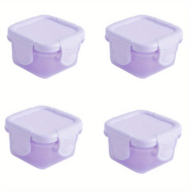 4pcs Mini Food Storage Container Leakproof Lid 60ml