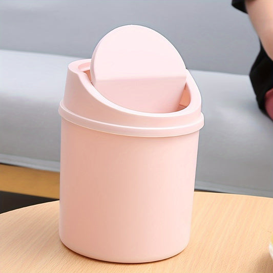 1pc Mini Trash Can with Lid for Living Room Table