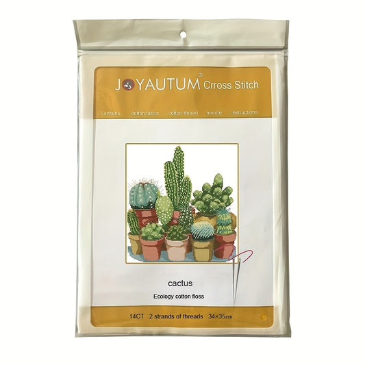 Small Cactus Cross Stitch Kit for Beginners - DIY Needlepoint Adult Kit