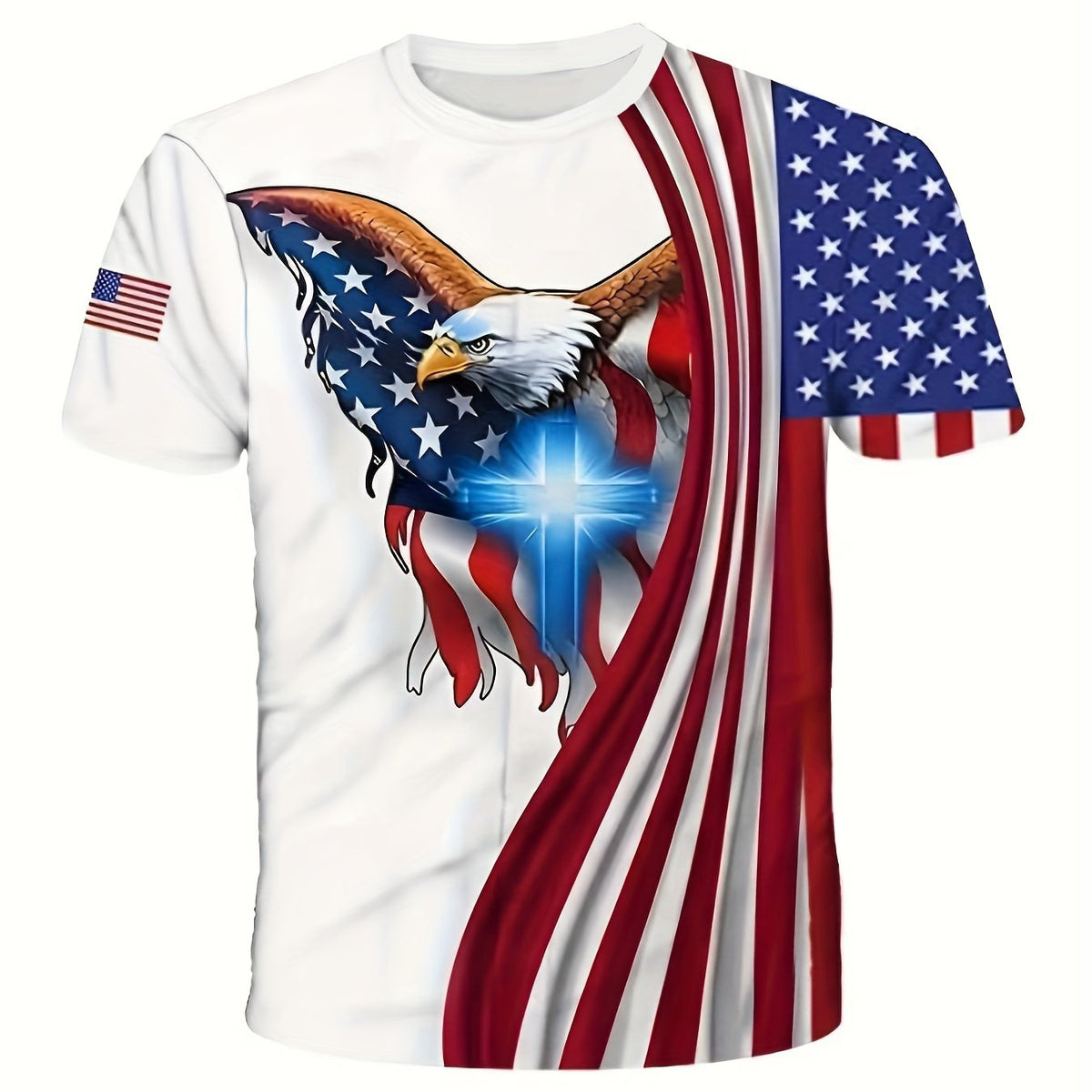 Men's American Flag Eagle Lion 3D Print Tee Top