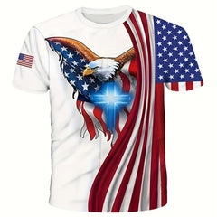 Men's American Flag Eagle Lion 3D Print Tee Top
