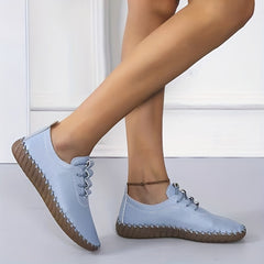 Women's Solid Flat Shoes Comfortable Closed Toe Lace Up Shoes