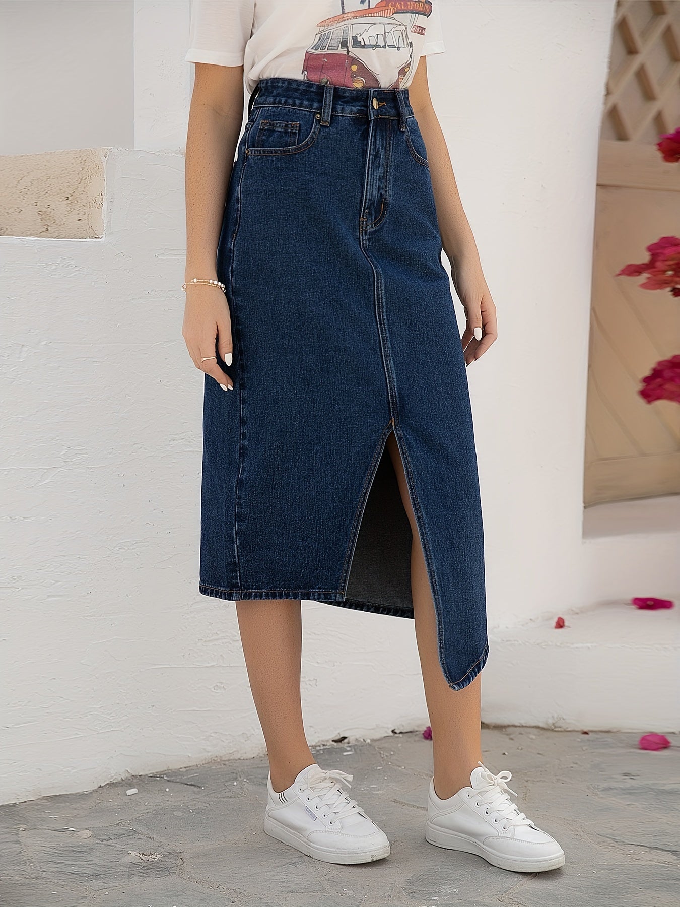 Asymmetric High Waist Skirt Denim Dress