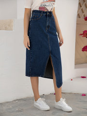 Asymmetric High Waist Skirt Denim Dress