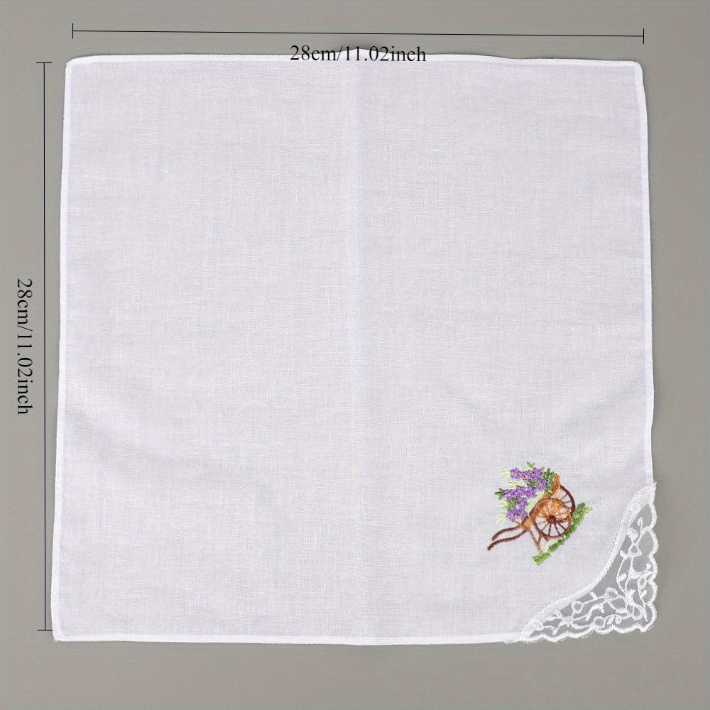 8 Pack 10.83Inch Embroidered Square Scarves Lightweight Lace Handkerchiefs