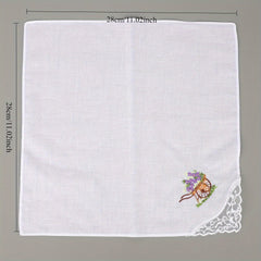 8 Pack 10.83Inch Embroidered Square Scarves Lightweight Lace Handkerchiefs