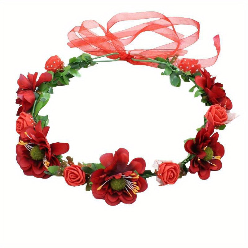 Floral Wreath Headband Boho Bride Headwear
