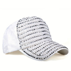 Rhinestone Pearl Baseball Cap Sun Hat Women