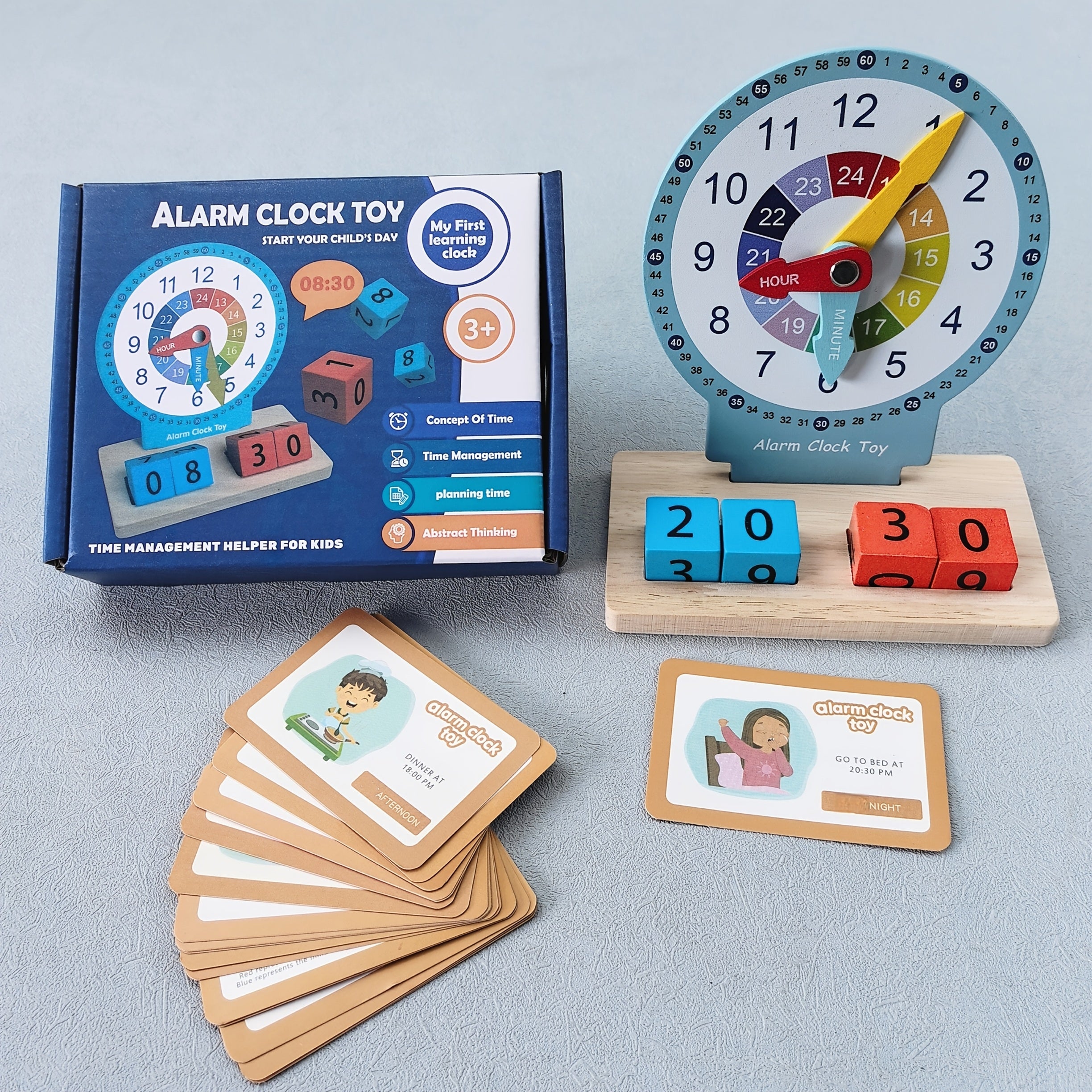Educational Wooden Teaching Clock for Kids - Time Learning Kit