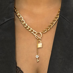 Lock & Key Chain Necklace - Gothic Style Pendant