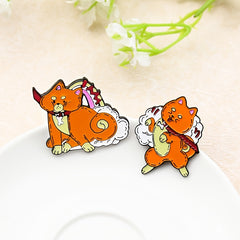 Orange Dog Brooch Pin