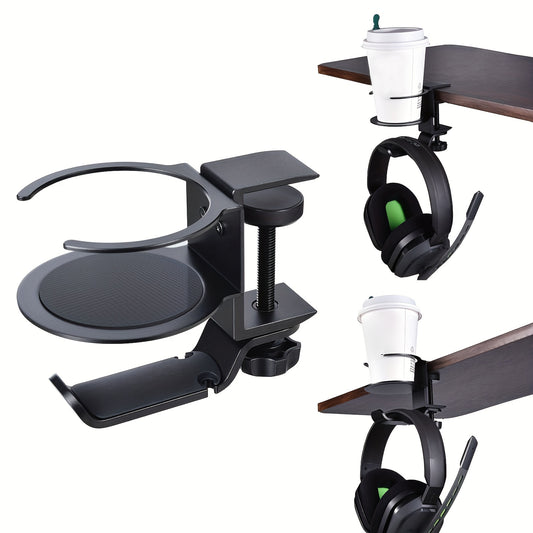 Sleek Headphone Hanger Stand & Drink Cup Holder