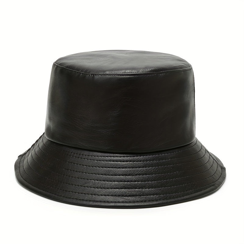 Soft Waterproof PU Bucket Hat Solid Basin Hat Lightweight Unisex Fisherman Cap