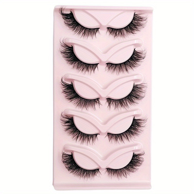 5 Pairs Cat Eye Lashes 20mm Fluffy False Eyelashes Soft Winged End Extension