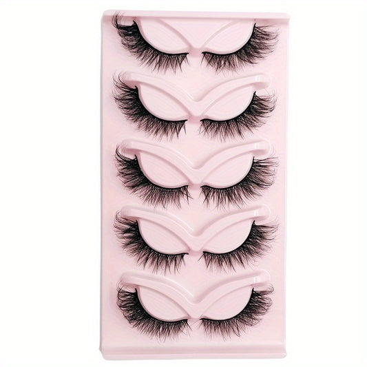 5 Pairs Cat Eye Lashes 20mm Fluffy False Eyelashes Soft Winged End Extension
