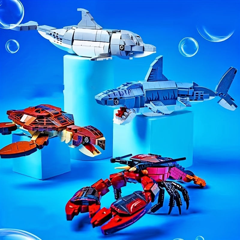 Marine Animal Blocks: Shark Crab Model DIY Toy