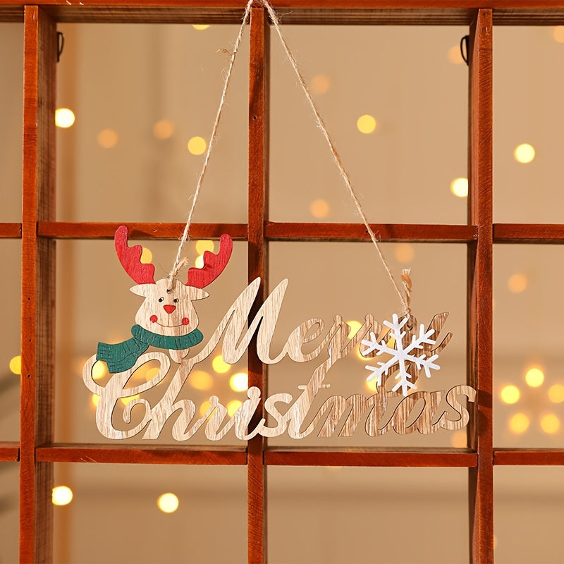 Wooden Painted Christmas Tree Pendant Decoration