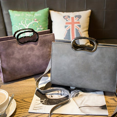 Classic Satchel Bag with Pom Pom Decor