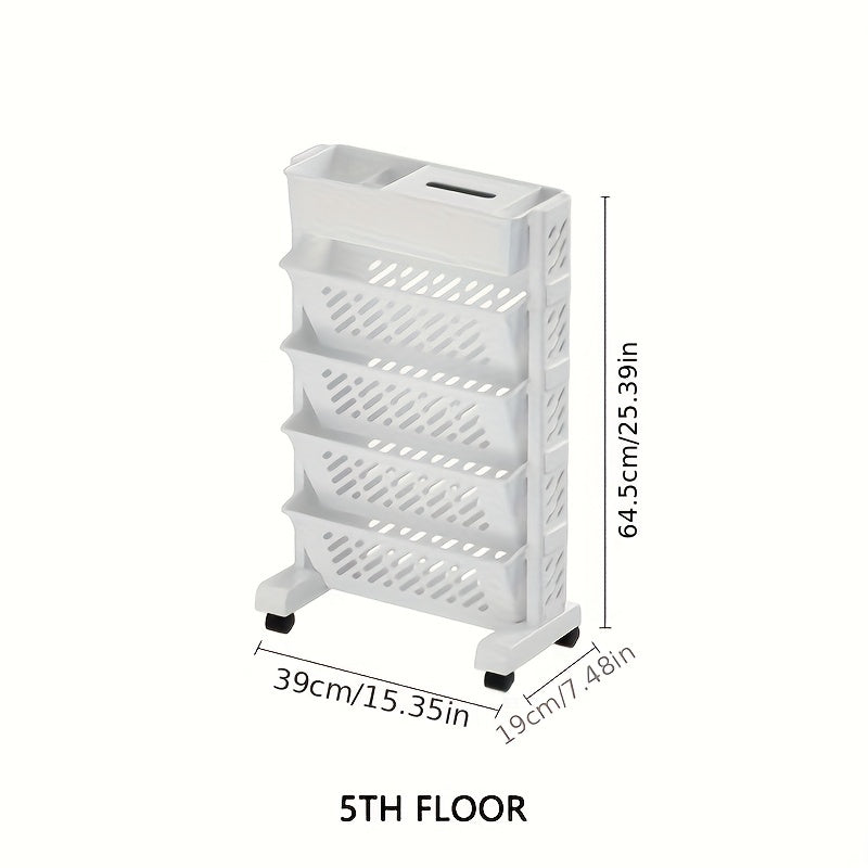 Combination Bookshelf Floor Standing Storage Rack Movable Bookshelf