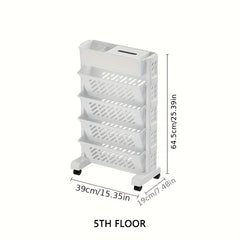 Combination Bookshelf Floor Standing Storage Rack Movable Bookshelf