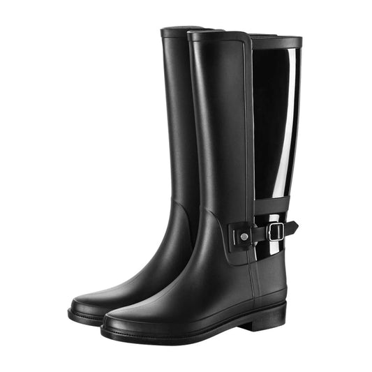 Women's Waterproof Knee High Boots Low Heel Slip On Outdoor Shoes