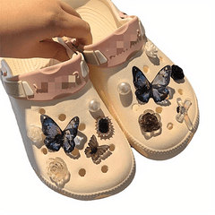 Baroque Style Shoe Charms Butterfly Pearl Flower Accessories