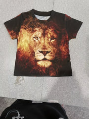 Boys Lion Graphic T Shirt 3D Print Active Short Sleeve Tee