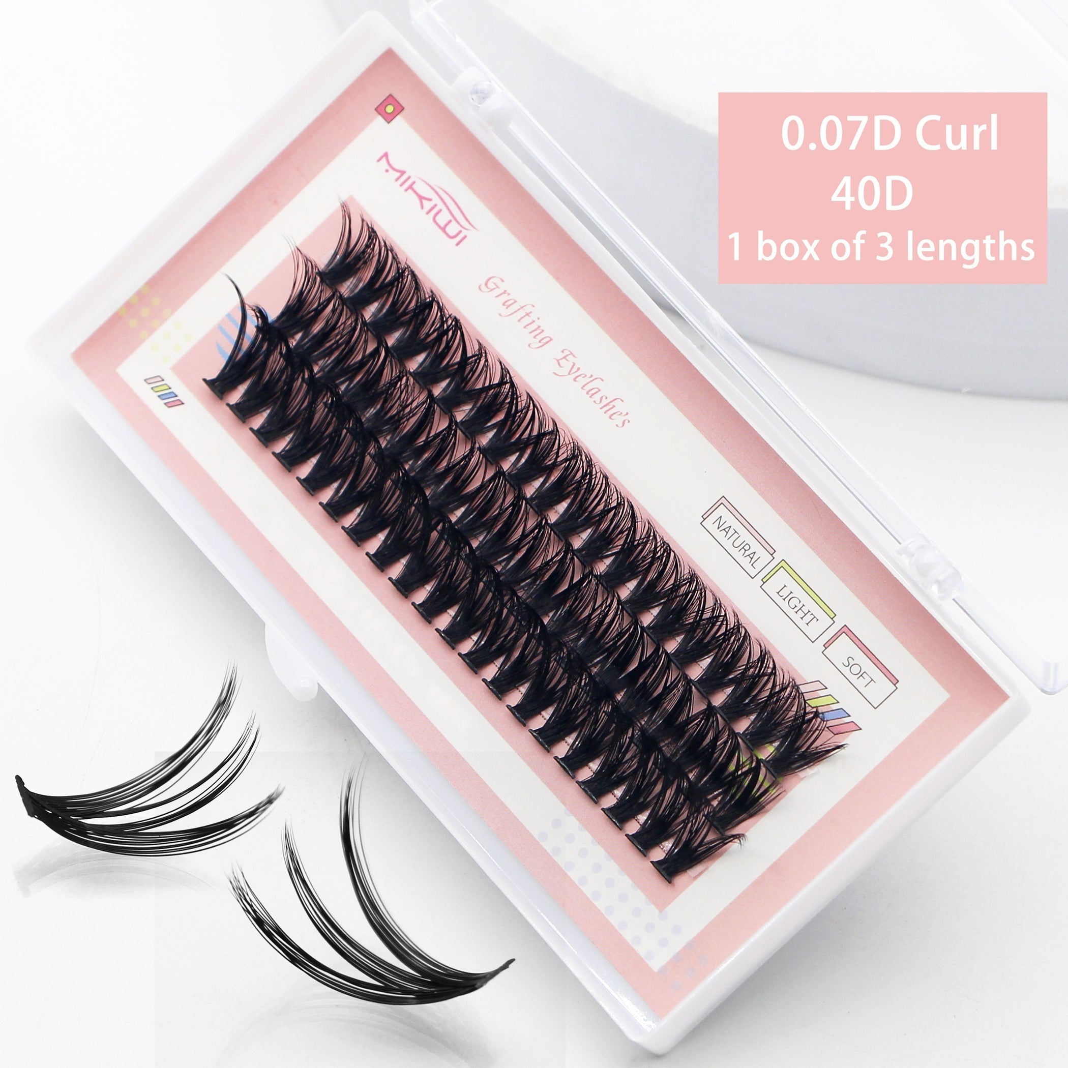 60Pcs Cluster Lashes 0.07D Curl 9-16mm Mix DIY Eyelash Extension Volume Natural