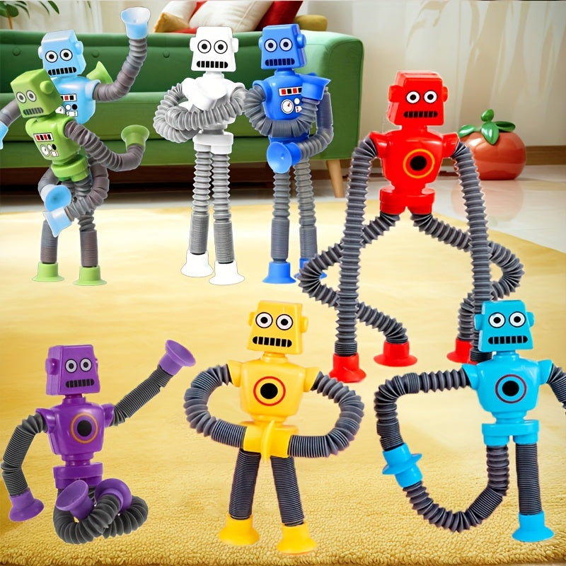 Telescopic Robot Toy 8pcs Suction Cup 2 Styles 4 Colors Pop Fidget Tubes