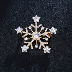 Micro Paved Zirconia Snowflake Brooch