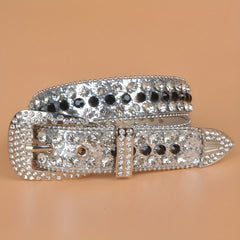 Women's Rhinestone Bright Wide Belt Casual Glitter Belt