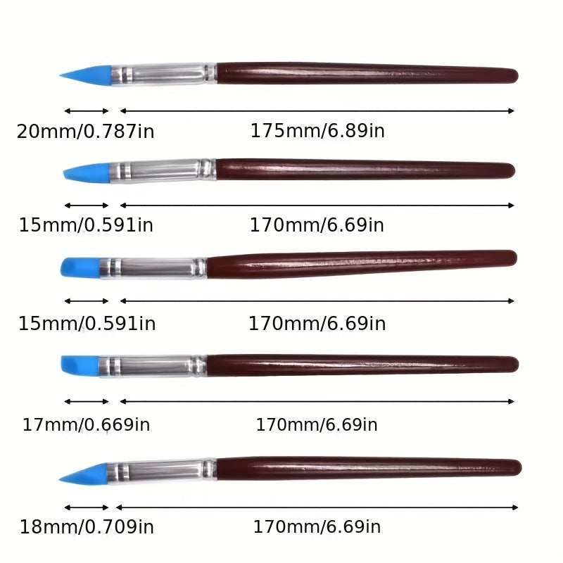 5pcs DIY Soft Pottery Clay Tools Sculpting Cake Oils Engraving Rubber Craft Pen